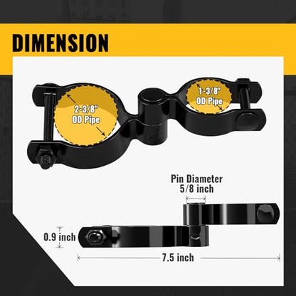 VIVIDA 1-3/8" x 2-3/8" Chain Link Gate Hinge Latch Kit, Include Female & Male Hinges, 1-3/8" x 2-3/8" Gate Fork Latch(1 PCS), Black Powder Coated, Black Chain Link Fence Parts - size: 1-3/8" × 2-3/8" (BLACK)
