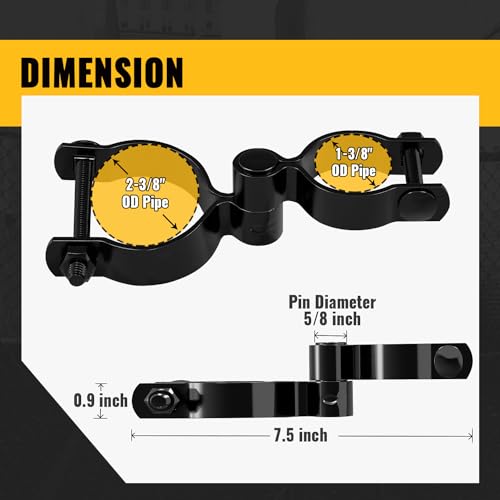 VIVIDA 1-3/8" x 2-3/8" Chain Link Gate Hinge Latch Kit, Include Female & Male Hinges, 1-3/8" x 2-3/8" Gate Fork Latch(1 PCS), Black Powder Coated, Black Chain Link Fence Parts - size: 1-3/8" × 2-3/8" (BLACK)