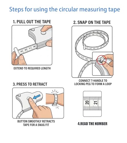 Body Measuring Tape Set, 60in/150cm, Automatic Retractable Tape Measure with Direct Reading, One-Hand Operation for Fitness Weight Loss, Waist, Bust, Hip Measurement, Sewing Tailoring Supplies