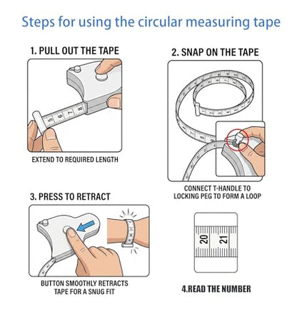 Body Measuring Tape Set, 60in/150cm, Automatic Retractable Tape Measure with Direct Reading, One-Hand Operation for Fitness Weight Loss, Waist, Bust, Hip Measurement, Sewing Tailoring Supplies