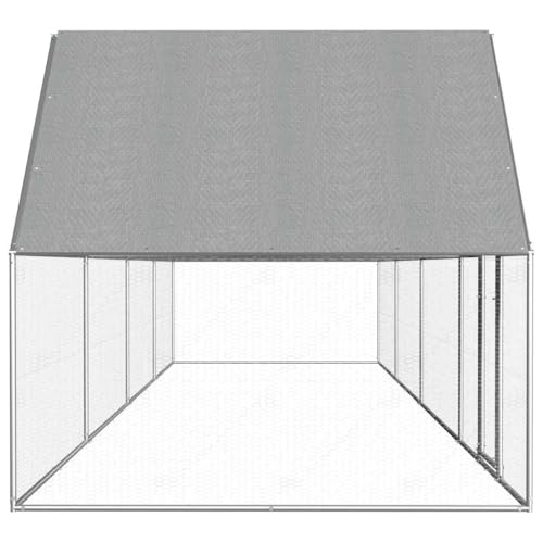 Galvanized Steel Chicken Coop with Water-Resistant Roof 29.2'x6.6'x6.6' Silver Outdoor Animal House for Hens Ducks Rabbits Secure Lockable Door - size: 29.2' x 6.6' x 6.6' (W x D x H)