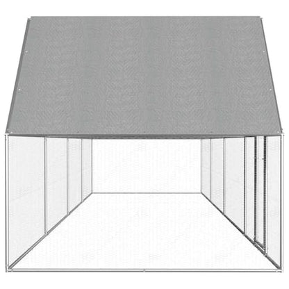 Galvanized Steel Chicken Coop with Water-Resistant Roof 29.2'x6.6'x6.6' Silver Outdoor Animal House for Hens Ducks Rabbits Secure Lockable Door - size: 29.2' x 6.6' x 6.6' (W x D x H)