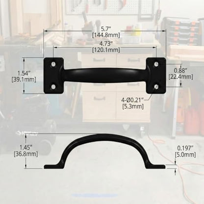 15 Pack, Premium Black Pull Handle 5-3/4" Utility Door Pulls, Black Handles for Home Improvement, Barn Door Hardware with Screws - color: Black