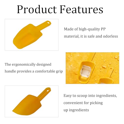 2Pcs Plastic Ice Scoop, Kitchen Scooper for Ice Maker, Ice Bucket, Bar, Freezer, Pet Food, Candy, Coffee Beans, Utility Food Scoop for Home, Party, Wedding, Restaurant (Yellow) - color: Yellow