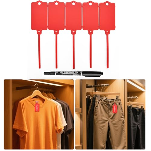 Blank Waterproof Plastic Tags for Labeling, Reusable Luggage Hanging Labeling Self-Locking Shipping Seals, Storage Label Tags, Writable Mark Labels for Logistics and Organizing (Red, 50pcs) - color: Red, size: 50pcs