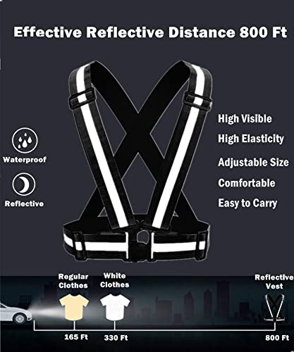 Reflective Strap Safety Vest Gear - 2-10 Pack Adjustable High Visible Reflective Running Gear for Women Men Night - color: Black+Blue
