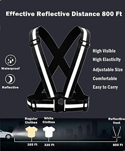 Reflective Vest, High Visibility Safety Vest Straps Reflective Gear for Night Running Walking Cycling for Men Women Kids - color: Black+red