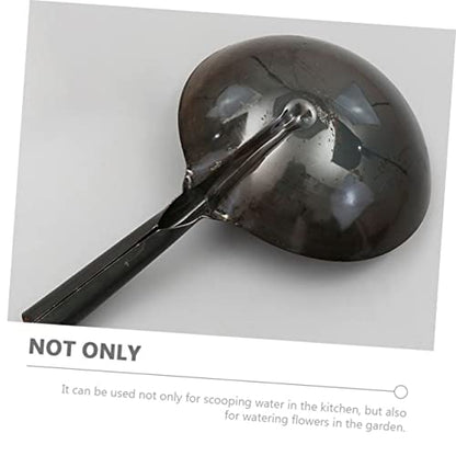Iron Water Ladle Long Handle Heavy-Duty Wear-Resistant Scoop for Outdoor and Home Use Black Iron Water Spoon for Fishing and Livestock Feeding