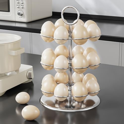 Egg Rack Dispenser, SUS304 Storage Display Stand Stainless Steel Steamer Rolling Egg Organizers and Storage Keeper
