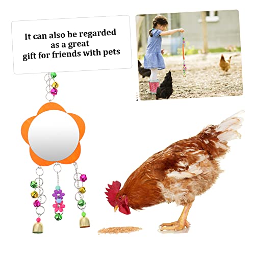 VICASKY 1pc Bird Mirror Toy for Parrots and Chickens Sturdy with Bell Fun Chewing Plaything for Cages Easy Installation Rooster Coop Accessory