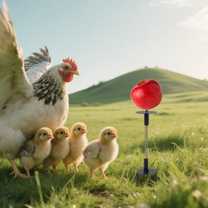 Spring Chicken Treat Toys – Wobbly Vegetable Feeder with Ground Stake for Hens, Ducks & Poultry | Interactive Coop Enrichment with Metal Fork & Spring