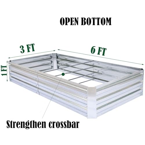 Galvanized Raised Garden Beds 2-Pack (6x3x1ft Each) – Popular Heavy-Duty Metal Planter Box with 4 Support Bars for Vegetables, Herbs, Flowers, Space-Saving Size for Small Yards & Patios - size: 6x3x1ft (2 pcs)