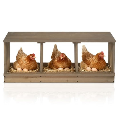 VINGLI Chicken Nesting Boxes, Wooden Nesting Boxes for Chickens, Egg Nesting Box for Hens, Chicken Coop Laying Boxes (3 Compartments) - size: 3 Compartments