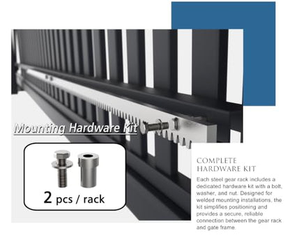 Blütezeit Galvanized Steel Gear Rack 8mm Thickness 1.64ft 2 Pieces Including Mounting Hardware Total 3.28 Feet Teeth Track for Sliding Gate Operator - size: 2-Pack Racks