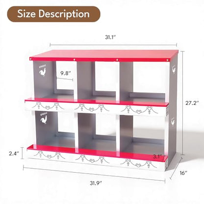 Chicken Nesting Box 6 Compartment Metal Chicken Rollout Egg Collection Laying Hens Ducks Large Heavy Duty Vented Holes Easy Clean Poultry Nest Box Chicken Coop Green - color: Green, size: 33.6"L x 5.5"W x 14.7"H