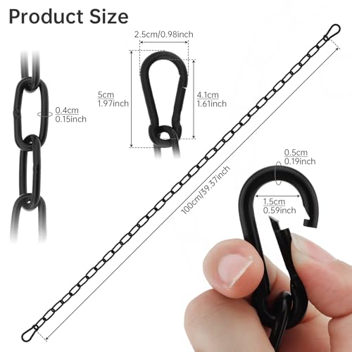 Gate Chain Lock for Outdoor Fence,304 Stainless Steel Gate Chain 39" x 5/32" with Both-Ended M5 Carabiners,Chain Link Latch Lock for Wooden Fence Pet Cages (39" x 5/32", Piece, 1) - size: 39" x 5/32"