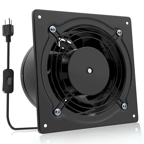 HG Power 6 Inch Exhaust Fan, 308CFM Wall Exhaust Fan for Kitchen, Metal Extractor Fan for Attic, Garage, Window Ventilation, HVAC System - color: Black, size: 6 Inch(No Speed Controller)