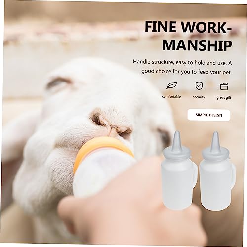 2pcs Calf Milk Bottle Soft Squeeze Pet Nursing Bottle for Puppies and Kittens Durable and Easy to Clean Large Capacity Feeding for Calves and Small Animals - color: White