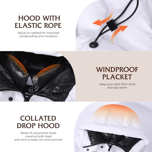 IKAZZ Women's Winter Coats, Thickened Warm Insulated Vegan Down Long Parka Jacket with Hood - color: White, size: XX-Large