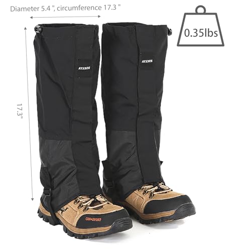 Winter Snow Gaiters for Hiking - Waterproof Ankle Covers for Snow Trekking, Skiing - Universal Fit Men Women - color: Black