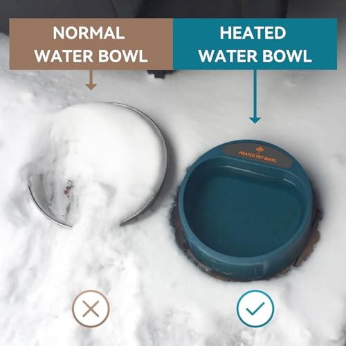 Enjoying Heated Pet Bowl for Cat Outdoor, 2.2 L, Ice Free, Heated Water Bowl for Dogs Chickens Rabbits Birds, Intellectual Temperature Control Thermal Bowl, Green