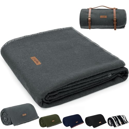 Molithe 100% Wool Blanket, 62" x 86", Warm, Thick, Washable, Military | Great for Camping, Outdoors, Sporting Events, Survival Kits Military Gray - color: Military Gray, size: Large