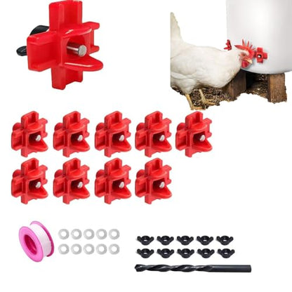 10 pcs Chicken Waterer Nipples with Drill Bits,Horizontal Automatic Chicken Waterer,Leakproof Poultry Watering System for Chicken Coop - size: 10PCS