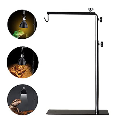 BETAZOOER Reptile Lamp Stand Adjustable 16-35 Inch Domes Heat Lamp Metal Bracket Floor Light Holder Support for Reptile Glass Terrarium Heating Light - size: Large (Pack of 1)