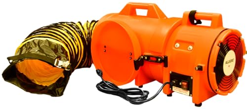 Allegro Industries-9533-25 32" X 13 12" X 14 12" 831 cfm 13 hp 115 VAC 3 A Motor Polyethylene Com-Pax-Ial Blower with Canister and 8" X 25' Duct,Orange