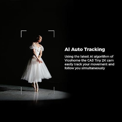 Sovmiku CA3 AI Auto Tracking Mini 2K Security Camera Wireless Outdoor, Two-Way Audio, Easy to Setup, 9.8Ft Power Cable,360° View, Color Night Vision, Audible Flashlight Alarm, 180 Days Exchange Policy