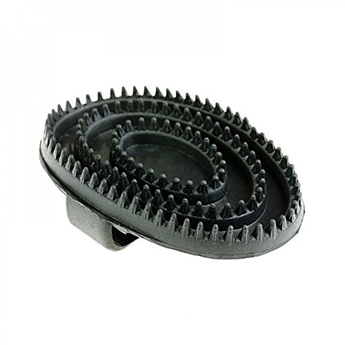 HORZE Soft Rubber Curry Comb Brush with Handle for Horses, Dogs, Cats | 6" x 4" - Black - One Size - color: Black