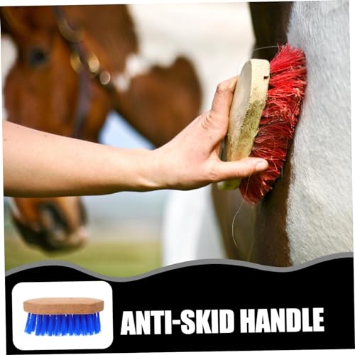 Generic Horse Grooming Brush with Hard Bristle Stiff Wood Comb for Cattle and Horses Non Slip Handle Cleaning and Massage Tool for Livestock Fur Care Lightweight Portable Grooming
