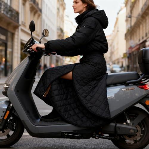 Chair Blankets for Adults - Waterproof Windproof Wearable Apron Blanket, Motorcycle Scooter Riding Leg Cover with Pocket for - color: Black