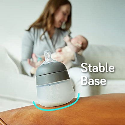 Nanobebe Flexy Silicone Baby Bottle, Anti-Colic, Natural Feel, Non-Collapsing Nipple, Non-Tip Stable Base, Easy to Clean 2-Pack, White, 5 oz - color: White, style: 5 Ounce 2-Pack