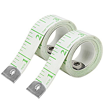 Soft Measuring Tape Pack of 2 | Dual Scale Cloth Sewing & Body Tape Measure | 150cm/60inch - color: 2 Pack / Green