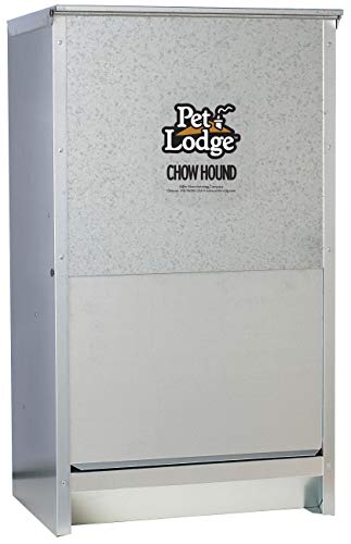 Pet Lodge® Automatic Dog Feeder | Chow Hound Outdoor Pet Feeder for Large Dogs | Tough Galvanized Steel | Made in USA | 50 Pound - size: 50 Pound