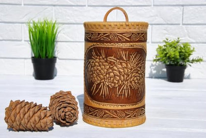 STP GOODS Birch Bark Container | Handcrafted, Natural Material, Eco-Friendly, Versatile Storage, Easy to Clean - color: Pinecones