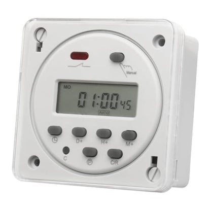 Baomain Time Switch Relay with 4 x Terminal Cable & Waterproof Cover,Digital LCD Programmable Timer,12V DC/AC Input,200-250V 16A Output,28 Programs Daily/Weekly Schedule,CN101A - size: Timer with Terminal Cable & Cover