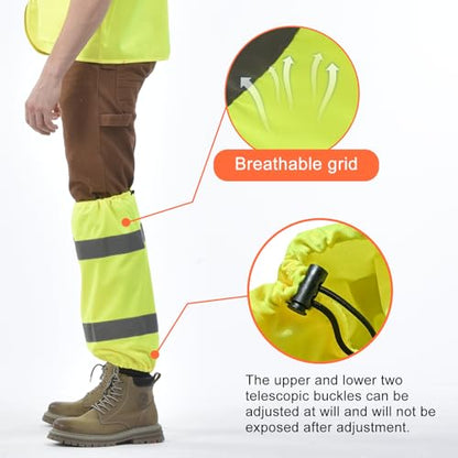 A-SAFETY unisex-adult Class E Two-tone Mesh Leg Gaiters - color: Kint Yellow