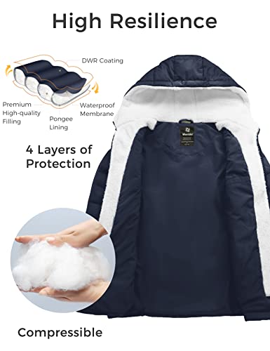 wantdo Women's Quilted Winter Coats Hooded Warm Puffer Jacket with Fleece Hood - color: Navy, size: XX-Large