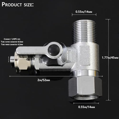 Brass 3/8" Comp x 1/4" Tee Angle Ball Valve | Water supply adapter for water purifiers, reverse osmosis filters, coffee makers & ice makers. - style: M3/8 * F3/8 to 1/4 Tube
