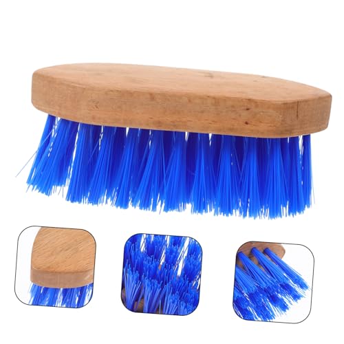 WOONEKY Horse Hair Grooming Brush Ergonomic Cleaning Tool Cattle and Donkeys Durable Bristles for Shedding and Grooming Blue