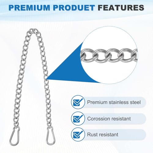 PATIKIL Gate Chain Lock, (19.7Inch, Silver) (1Pcs)304 Stainless Steel Hanging Chain Lock for Stall Barn/Cabinet/Fence/Hammock/Pet Cages - size: 19.7Inch