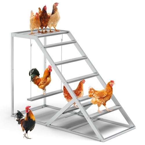 Chicken Perch Swing for Coop – Wooden Hanging Roosting Bar & Climbing | Chicken Perch for Hens & Chicks | Chicken Coop Accessories for Exercise, Pecking & Balance Training,Grey