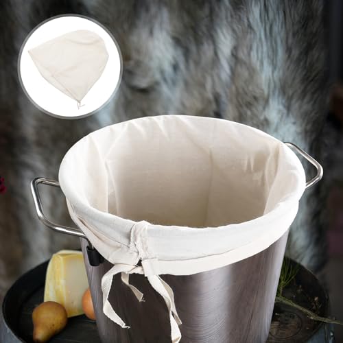 Cotton Nut Milk Filter Bag Large Mesh Drawstring Brew Bag Food Grade Soy Milk and Wine Filter Pouch Cylindrical 50×60cm for Brewing and Straining