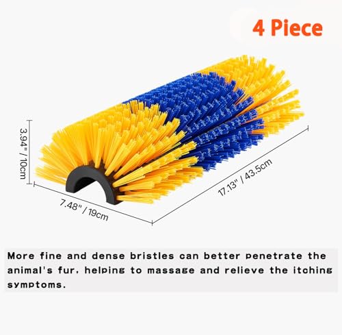 Livestock Scratching Brush 4PCS – Horse Scratching Post, Goat & Cow Grooming Scratcher, 17.13" x 7.48" Cattle Goat Horse Scratch Brush with 16 Screws for Back Itch Relief & Cleaning (yellow, 4pack) - size: 4pack