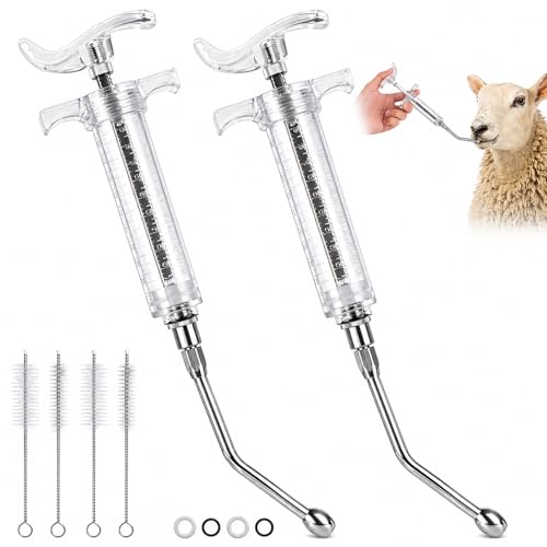 2 Pieces Reusable Goats Syringe with 2 Drench Nozzle, Adjustable Dosage Detachable Sheep Drench Livestock Syringe for Sheep Baby Goat Supplies - 20ML - style: 20ml