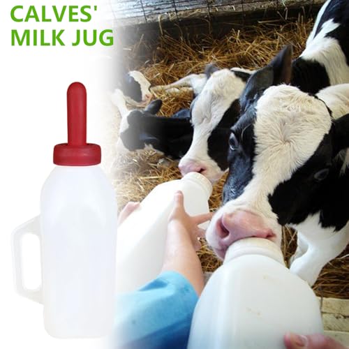 Large Capacity Calf Milk Container Feeding Bottle with Leakproof Nipple Easy Refilling Wide Mouth for Livestock Nursing Long Nipple Livestock Feeding Bottle - color: Vertical 2liter int