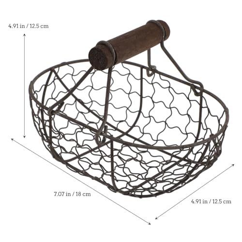 Tofficu Iron Handheld Fruit Bread Basket 7.08X4.92X4.92In Multi-Functional Metal Wire Storage Organizer with Handle for Kitchen Dining and Home Decor - size: Dark Brown