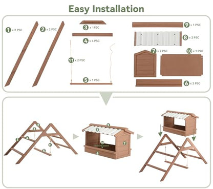 Chicken Roosting Bar, Nesting Box with Waterproof Roof+Perches+Swing | 3 In 1 Design for Hens, Indoor & Outdoor Roosting Bar, Ideal for 5-8 chickens - size: 58.0"L x 27.0"W x 35.0"H